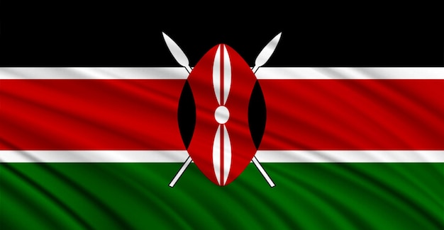 Kenya Flag Flying In The Wind