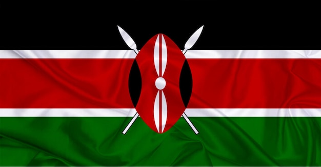 Kenya Flag Flying In The Wind