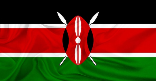 Kenya Flag Flying In The Wind