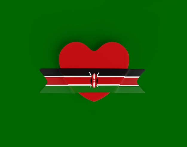 Kenya Flag Heart Banner