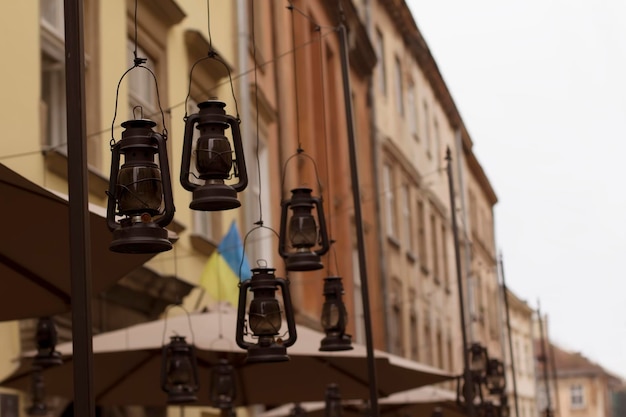 Kerosene lamps on the street in Lviv