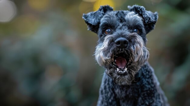 Photo kerry blue terrier dog looking extremely derpy and funny