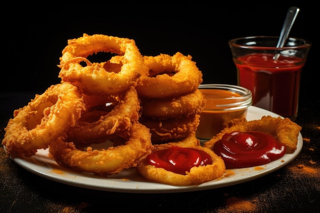 Ketchup with golden onion rings