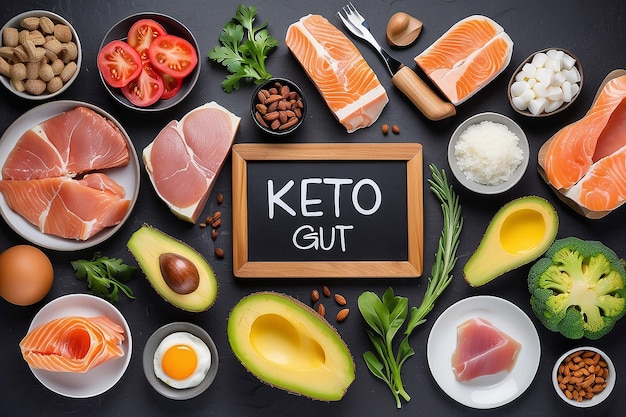 Photo ketogenic diet low carbs hight fat products generative ai