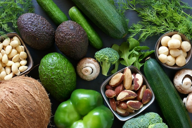 Ketogenic Diet Vegetables and nuts for low carb diet