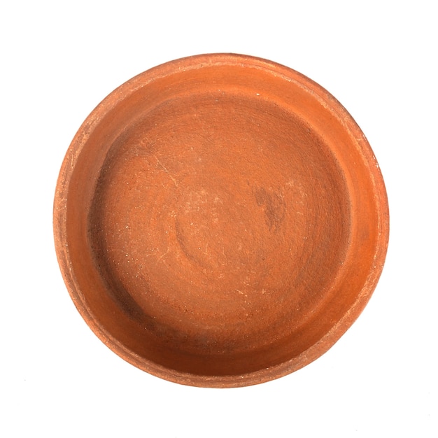 Ketsi, georgian traditional clay pot for cooking food on white .