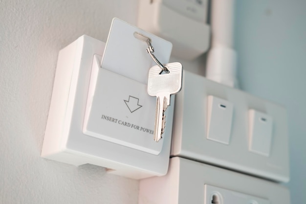 Key card in slot for room electricity