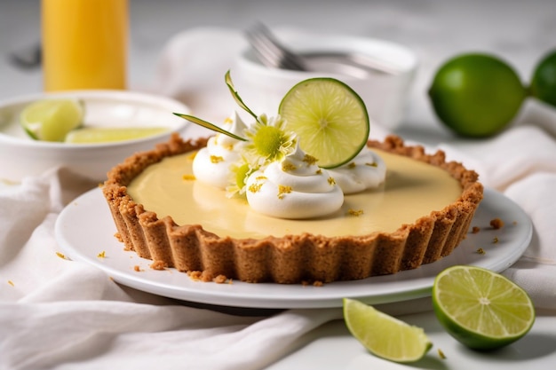 Key Lime Pie on a plate Generative AI