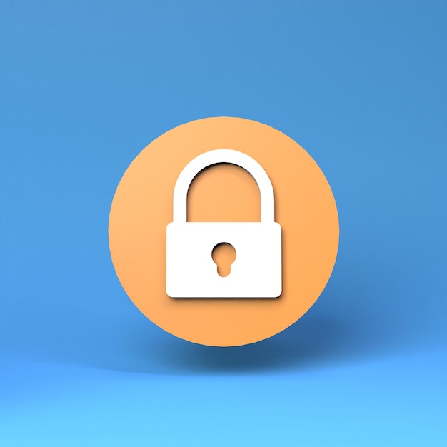 Key lock icon 3d render illustration