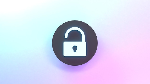 Key lock icon 3d render illustration