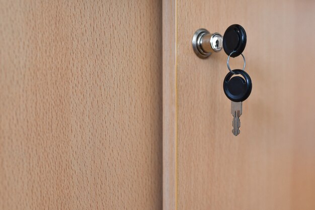 The key in the lock in the office cabinet