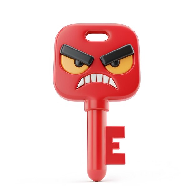 Key with angry expression PNG image isolated object