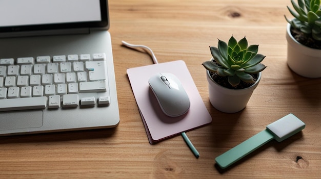 Photo a keyboard and mouse are on a desk next to a keyboard