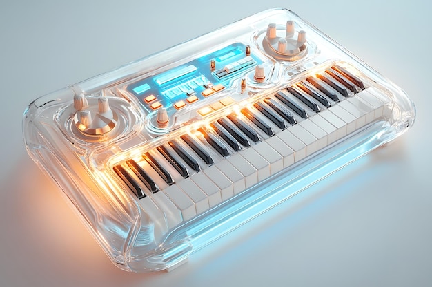 Photo a keyboard with a blue and white keys that says quot piano quot