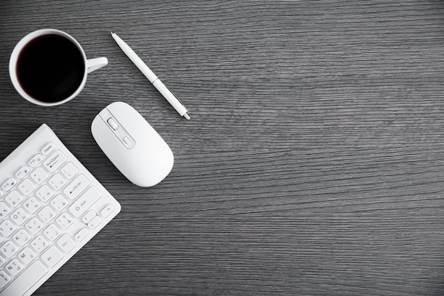 Keyboard with coffee