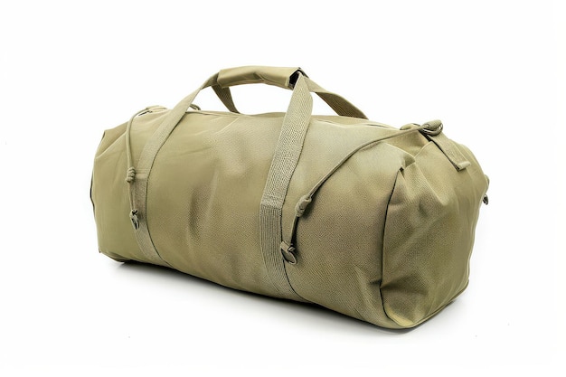 Photo a khaki duffle bag ready for an adventure