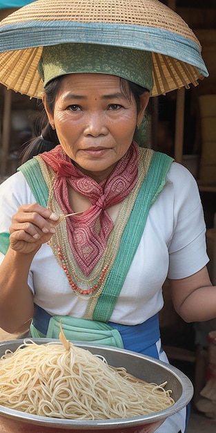 khmer lady selling rice noddle