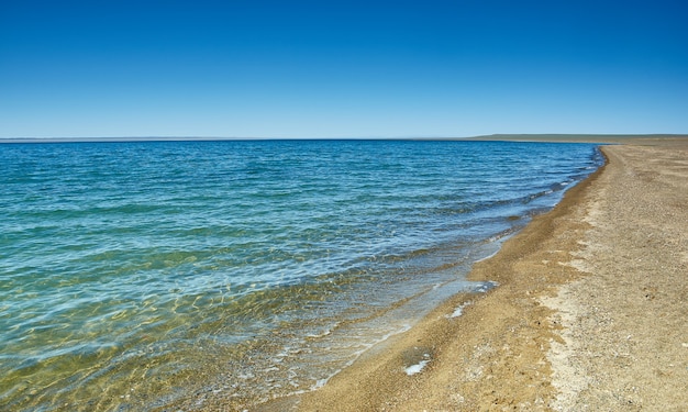 Khyargas Nuur salt lake in Khyargas district, Uvs Province, Western Mongolia