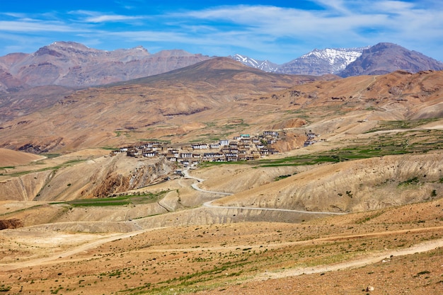 Kibber village in Himalayas, Himachap Pradesh, India