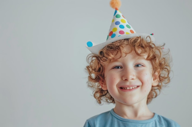 Kid celebrating with a party hat