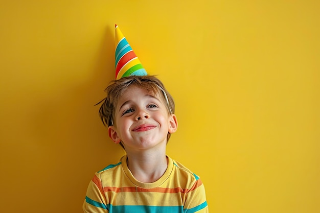 Kid celebrating with a party hat