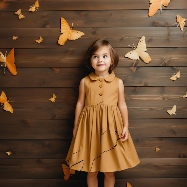 Kid dress in wooden background mockup