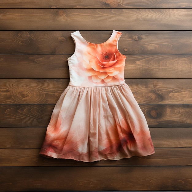 Kid dress in wooden background mockup