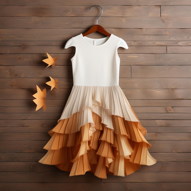 Kid dress in wooden background mockup