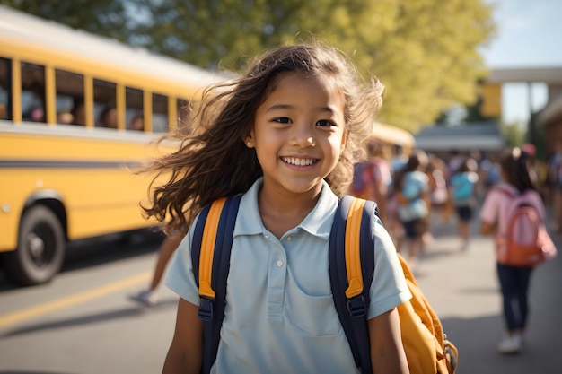 A kid exciting and happy for back to school days