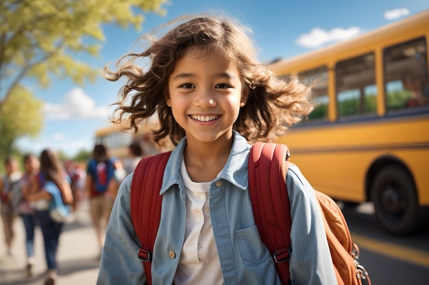 A kid exciting and happy for back to school days