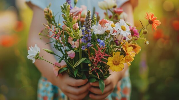 kid holding a bouquet of flowers for their parents expressing love and gratitude for their unwavering support