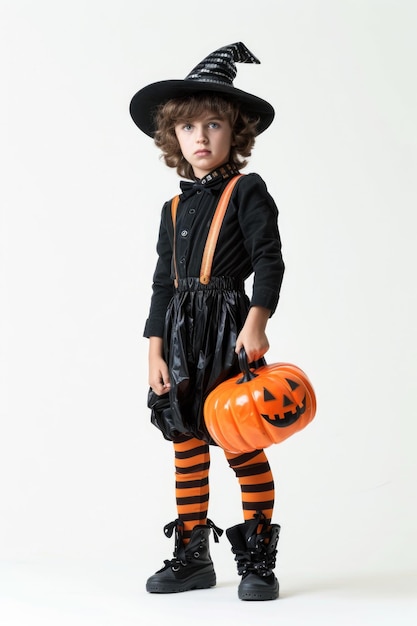 Kid with halloween costume transparent background