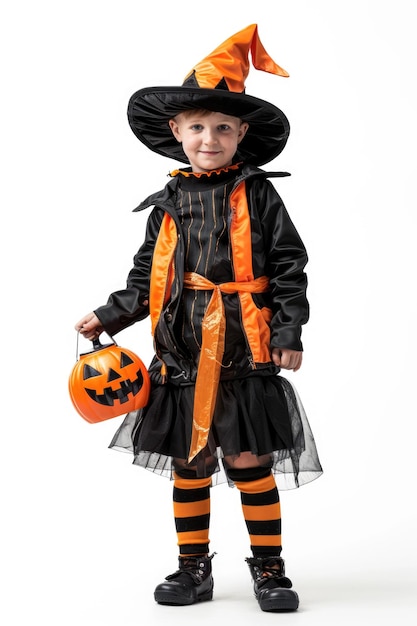 Kid with halloween costume transparent background