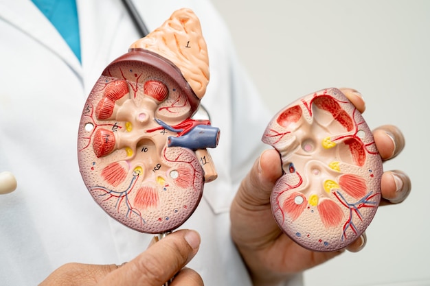 Kidney disease Chronic kidney disease ckd Doctor with human model to study and treat in hospital