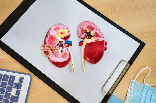 Kidney model Organ donation concept in hospital and kidney anatomy for education