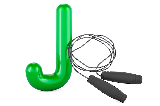 Kids ABC Letter J with jump rope 3D rendering