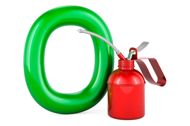 Kids ABC Letter O with oil can 3D rendering