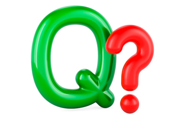 Kids ABC Letter Q with question mark 3D rendering