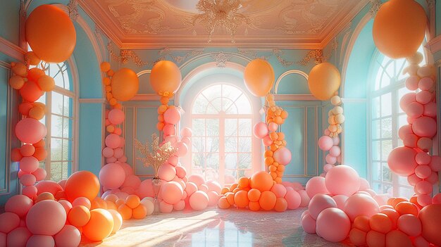 Kids birthday decoration concept with balloons