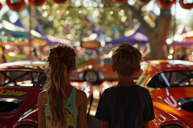 Photo kids at a car show