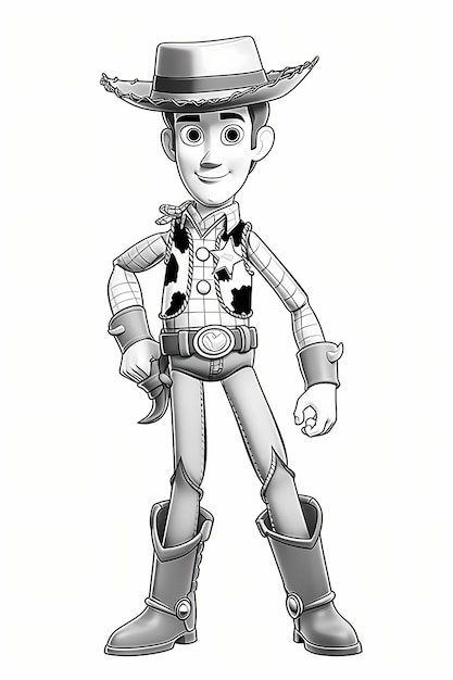 Kids cartoon coloring book cowboy outline