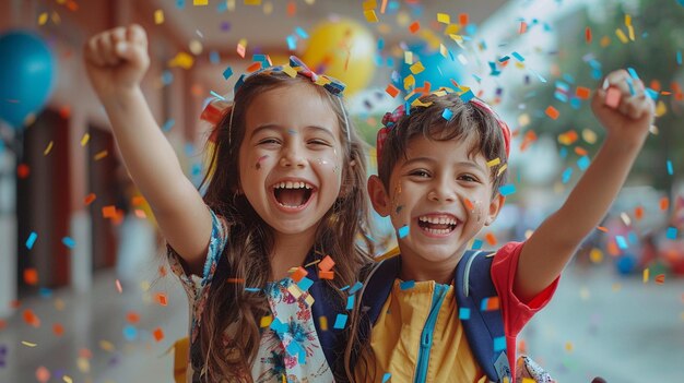 Photo a kids celebrateing back to school