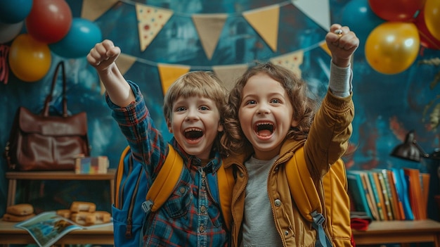 Photo a kids celebrateing back to school