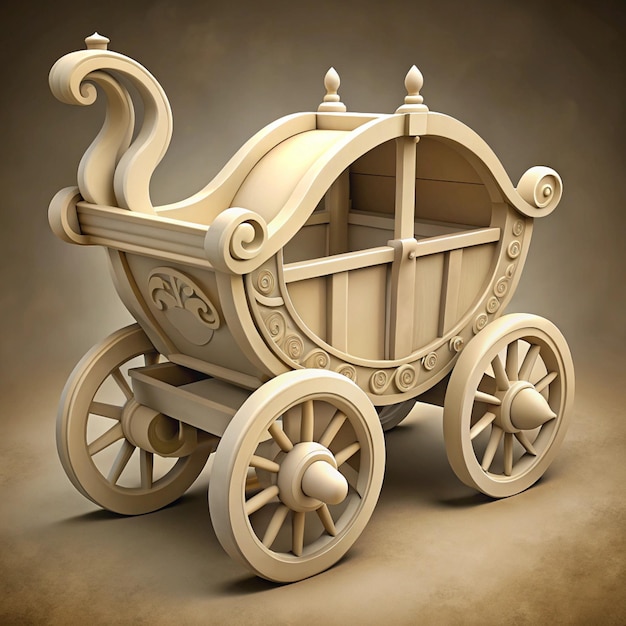 Kids Chuckle Chariot Baby Toy with Vintage Fairytale Carriage Illustration in Retro Colors