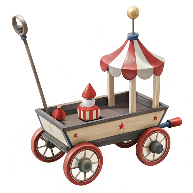 Kids Chuckle Chariot Baby Toy with Vintage Fairytale Carriage Illustration in Retro Colors