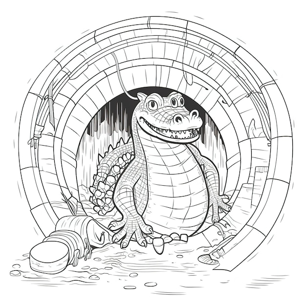 Kids coloring page of a alligator that is blank and downloadable for them to complete