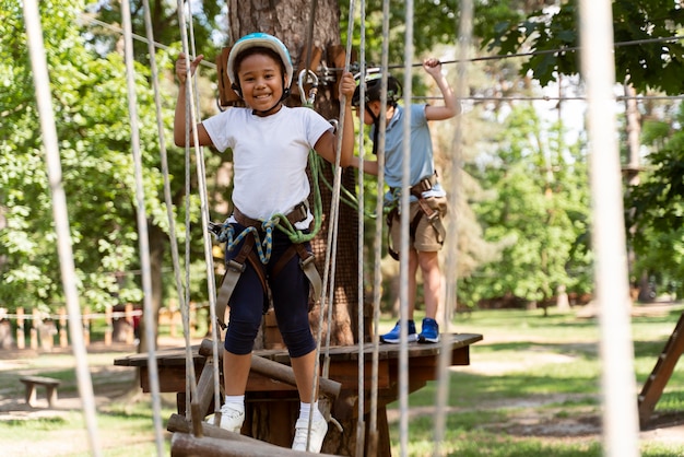 Kids having fun at an adventure park