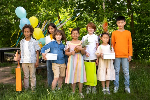 Kids having fun at jungle party