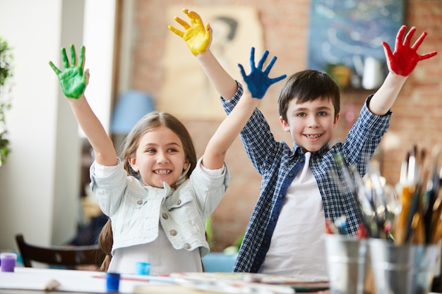 Kids Having Fun with Paint