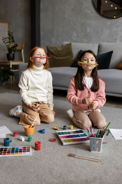 Kids playing around calm and cosy spaces